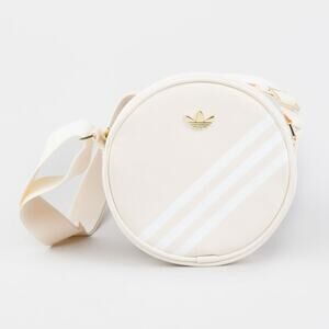 Adidas Terrace Crossbody Bags White Stripes Gold Logo Beige Zip-Up